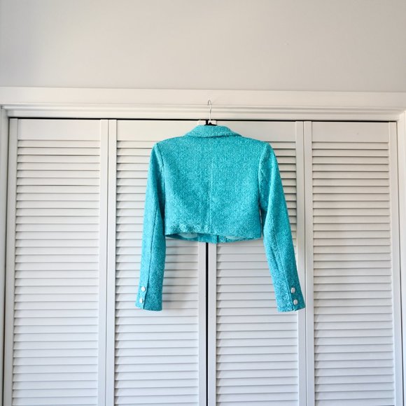 MAJORELLE Turquoise Cropped Blazer - Picture 7 of 11